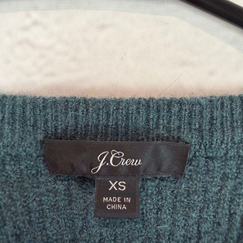J.Crew Merino Wool Blend Cardigan XS Teal Green Button Front Sweater - Picture 3 of 5